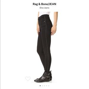 Rag and Bone Dive Jeans Studded Black